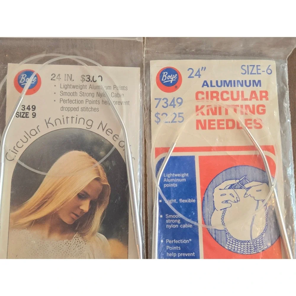 Vintage Boye Leisure Arts 24 Inch Circular Knitting Needles‎ Lot Sizes 6 7 9 10